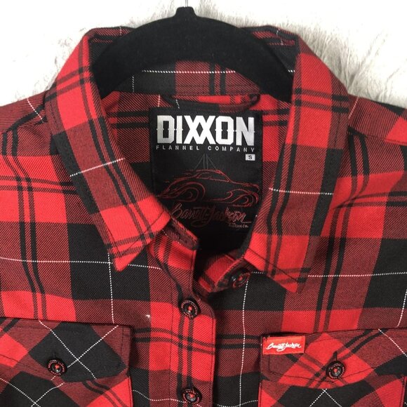 Dixxon Shirt Womens Small Red Black Plaid Flannel Long Sleeve Barrett-Jackson - Picture 12 of 16